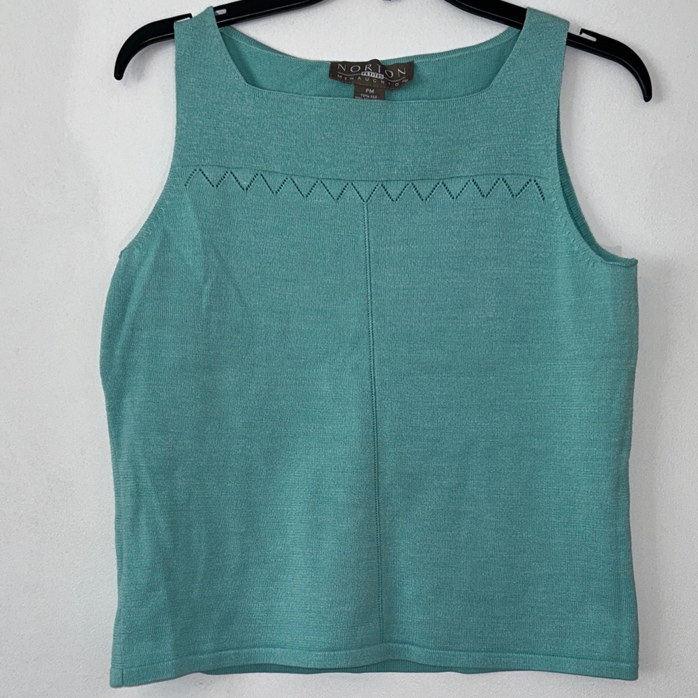 Norton McNaughton Aqua Tank Top Silk blend‎ size petite medium Lagenlook